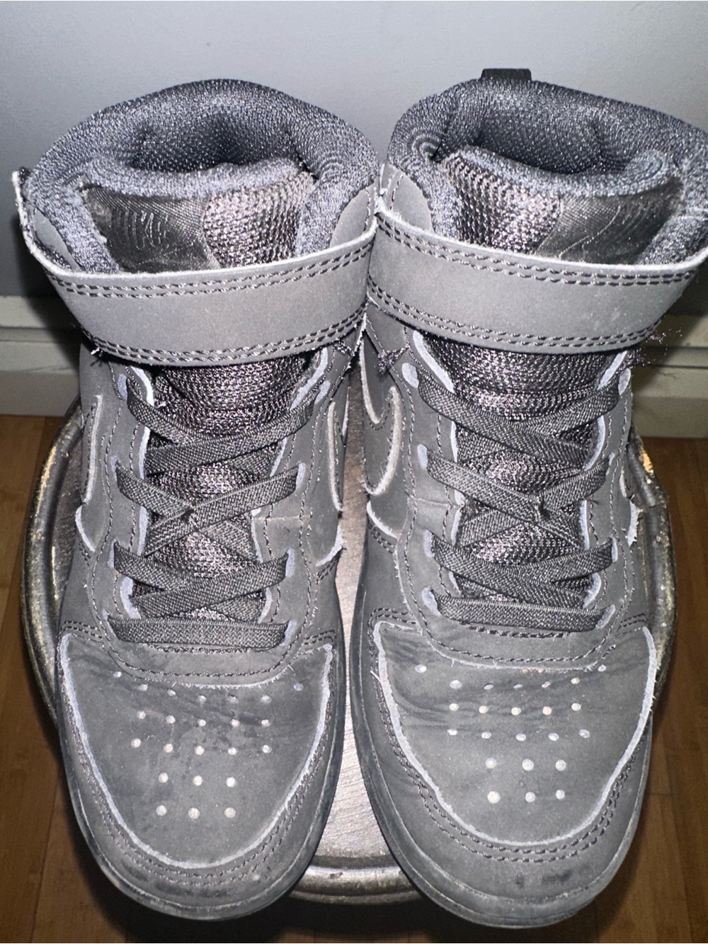 Nike Boys High Top Sneakers Size 12C Black Gray